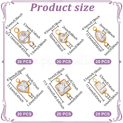 120Pcs 6 Styles Brass Clear Cubic Zirconia Connector Charms&nbsp;KK-NB0003-88