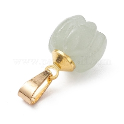 Natural Green Aventurine Pumpkin Charms with Golden Tone 304 Stainless Steel Snap on Bails&nbsp;PALLOY-JF02349-04