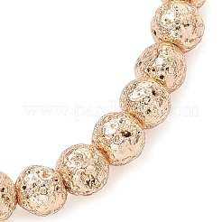 Electroplated Natural Lava Rock Round Beads Stretch Bracelets for Women Men&nbsp;BJEW-JB11982-03