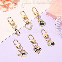 6Pcs Alloy Enamel & Rhinestone Pendant Decoration&nbsp;HJEW-YW00082