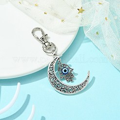 Hamsa Hand & Moon Tibetan Style Alloy Pendant Decoration&nbsp;HJEW-JM01472