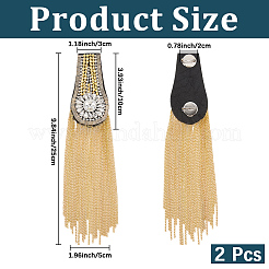 2Pcs Felt & Iron & Rhinestone Tassel Epaulette&nbsp;AJEW-CN0007-74C-G