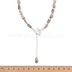 Natural Paua Shell and Brass and 304 Stainless Steel Curb Chains Necklaces&nbsp;NJEW-JN06197