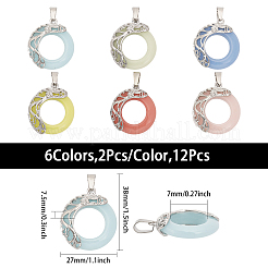 12Pcs 6 Colors Synthetic Luminous Stone Pendants&nbsp;G-CA0001-74