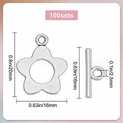 100Pcs Flower Tibetan Style Alloy Toggle Clasps&nbsp;FIND-SC0008-10
