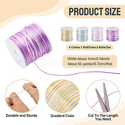 4 Rolls 4 Colors Segment Dyed Nylon Rattail Satin Cords&nbsp;NWIR-TA0001-21