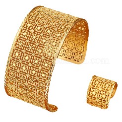 Geometric Filigree Zinc Alloy Cuff Bangles & Rings Sets for Women&nbsp;WG9AF22-01