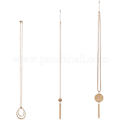 3Pcs 3 Styles Alloy Teardrop Disc Knot Pendant Long Necklace Sets&nbsp;NJEW-WH20050-01KCG