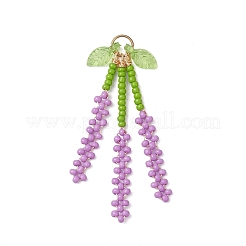 Glass Seed Beaded Lavender Pendants&nbsp;PALLOY-MZ01198