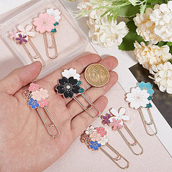 7 Pcs 7 Style Rose Gold Tone Zinc Alloy Enamel Bookmarks&nbsp;AJEW-GL0001-88