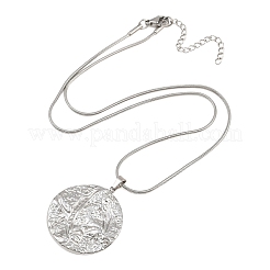 304 Stainless Steel Textured Coin Pendant Necklaces&nbsp;SA-CBA0F84-03P