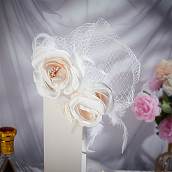 Bridal Mesh Veil Floral Cloth Hair Combs&nbsp;MRMJ-WH0077-096