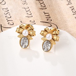 304 Stainless Steel Micro Pave Clear Cubic Zirconia Stud Earrings&nbsp;LS-EJEW-I318-03G-01