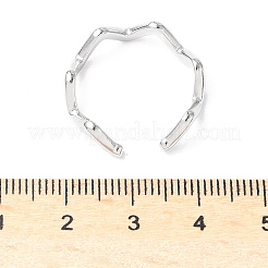 Non-Tarnish 304 Stainless Steel Wave Open Cuff Ring for Women&nbsp;RJEW-I085-13P-02
