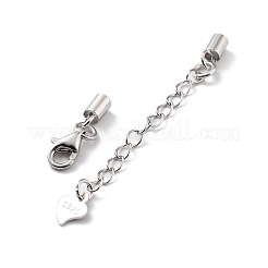 Anti-Tarnish Rhodium Plated 925 Sterling Silver Curb Chain Extender&nbsp;STER-G039-03D-P