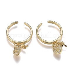 Adjustable Brass Micro Pave Clear Cubic Zirconia Cuff Rings&nbsp;ZIRC-Z002-05G