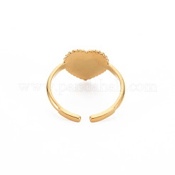 Ion Plating(IP) 304 Stainless Steel Heart Open Cuff Ring for Women&nbsp;RJEW-S405-219G