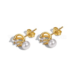 925 Sterling Silver Micro Pave Cubic Zirconia Earrings&nbsp;EJEW-Q804-03G
