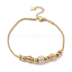 European Style Polymer Clay Rhinestones & 201 Stainless Steel Beaded Bracelets&nbsp;BJEW-G765-02G