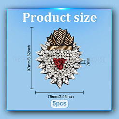 5Pcs Sacred Heart Plastic & Rhinestone Beading Appliques&nbsp;PATC-FG0001-79