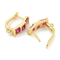 Rack Plating Brass Micro Pave Cubic Zirconia Hoop Earring Findings&nbsp;EJEW-C102-22G-02
