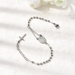 304 Stainless Steel Saint Benedict Cross Link Bracelets for Women&nbsp;BJEW-K295-02P
