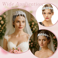 2Pcs 2 Styles Flower Forehead Crystal Rhinestone Headbands&nbsp;OHAR-ME0001-17