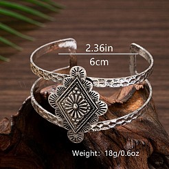 Vintage Iron Hollow Floral Rhombus Cuff Bangles for Women&nbsp;WGD2606-01