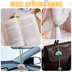 5Pcs 5 Colors Wool Crochet Flower & Heart Hanging Bookmarks&nbsp;AJEW-GL0003-55