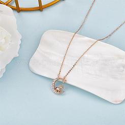 Chinese Zodiac Necklace Horse Necklace 925 Sterling Silver Rose Gold Horse on the Moon Pendant Charm Necklace Zircon Moon and Star Necklace Cute Animal Jewelry Gifts for Women&nbsp;JN1090G