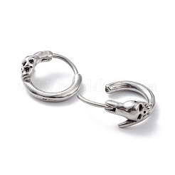Non-Tarnish 304 Stainless Steel Skull Hoop Earrings for Men Women&nbsp;EJEW-F312-03AS