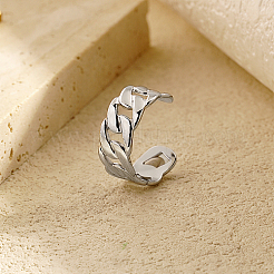 Non-Tarnish 304 Stainless Steel Curb Chain Style Cuff Rings&nbsp;OO8313-2