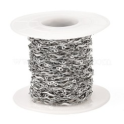 Tarnish Resistant Handmade 304 Stainless Steel Wave Bar Link Chains&nbsp;CHS-G025-06P