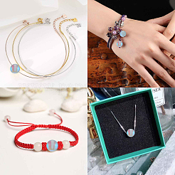DIY Synthetic Moonstone Beads Stretch Bracelet Making Kits&nbsp;DIY-SC0012-84F