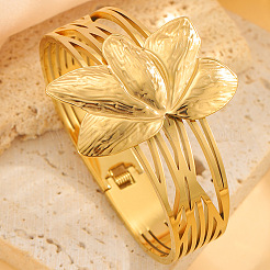 Lotus 304 Stainless Steel Hinged Bangles&nbsp;FS-WG60480-01