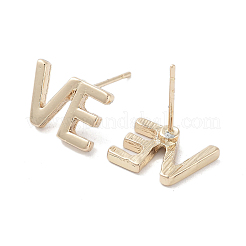 Word VE Alloy Studs Earrings for Women&nbsp;EJEW-H309-14KCG