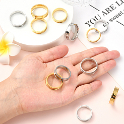 12Pcs 12 Styles 201 Stainless Steel Grooved Finger Ring Settings&nbsp;RJEW-SC0001-29