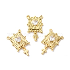 Rack Plating Brass Micro Pave Clear Cubic Zirconia Pendants&nbsp;KK-D074-32G