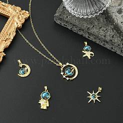 5Pcs 5 Styles Brass Micro Pave Cubic Zirconia Pendants&nbsp;KK-CJ0003-57