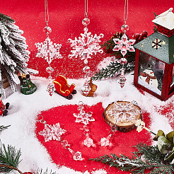 15Pcs 3 Styles Christmas Acrylic Snowflake Pendant Decorations&nbsp;HJEW-SP0001-04A