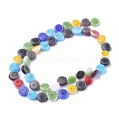 Flat Round Handmade Millefiori Glass Beads&nbsp;LK-R004-50