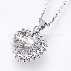 Brass Cubic Zirconia Pendant Necklaces&nbsp;NJEW-H486-03