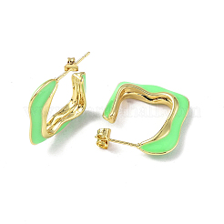 Enamel Twist Square Stud Earrings&nbsp;EJEW-P214-23G-02
