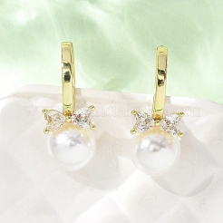 Bowknot with Round Brass Hoop Earrings&nbsp;EJEW-D351-12G