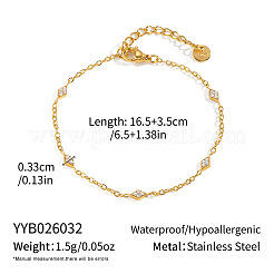 304 Stainless Steel Crystal Rhinestone Geometric Link Chain Bracelets&nbsp;MF4426-2