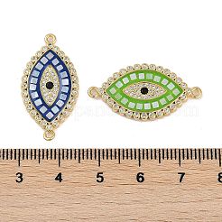 Rack Plating Brass Micro Pave Clear Cubic Zirconia Horse Eye Connector Charms&nbsp;KK-U032-27G