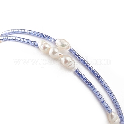 2Pcs 2 Style Natural Pearl & Glass Seed Beaded Stretch Bracelets Set&nbsp;BJEW-JB09032