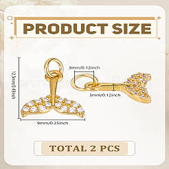 2Pcs Brass Micro Pave Grade AAA Cubic Zirconia Charms&nbsp;ZIRC-LP0001-19