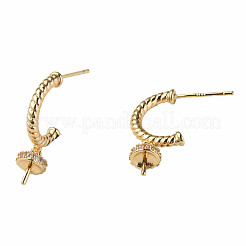 Brass Pave Clear Cubic Zirconia Stud Earring Findings&nbsp;KK-N233-389