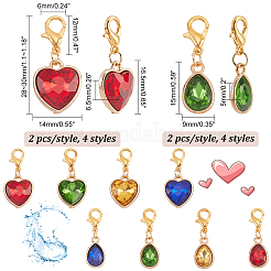 16Pcs 2 Style Alloy with Glass Rhinestone Pendant Decorations&nbsp;HJEW-AB00209